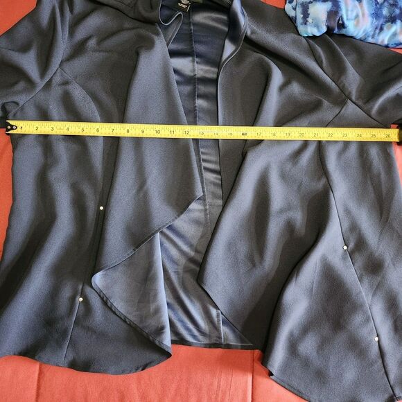 Catherines 2pc Cardigan Tank Set Navy Blue Abstract Plus Size 1X 2X - Picture 12 of 13